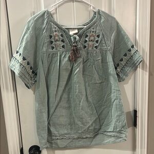 Embroidered Green Women's Top